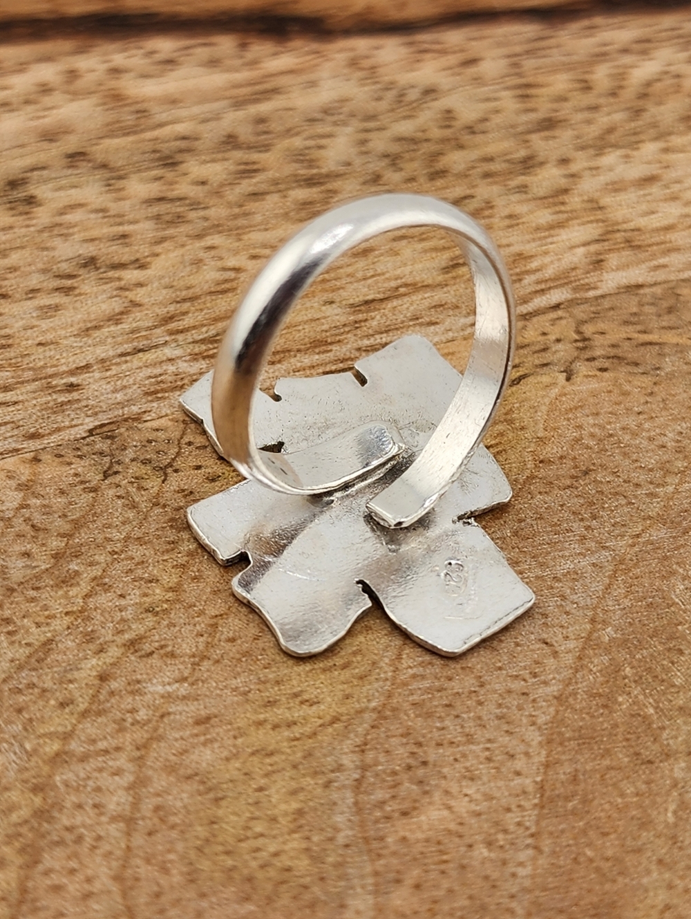 INLAY TURQUOISE ADJUSTABLE RING HANDMADE STERLING - Picture 12 of 12